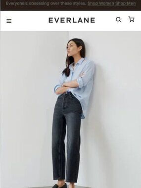 Everlane The Rigid Way-High Jean Long size 26 Long in Worn-In Black 29” inseam